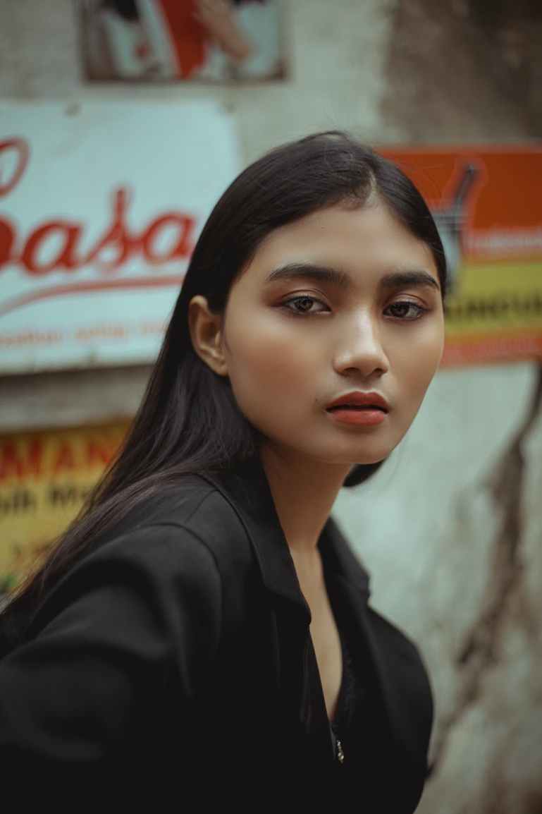 beautiful woman in black suit jacket