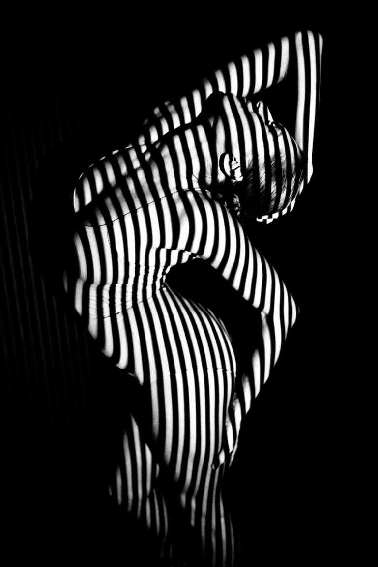woman in striped photography
